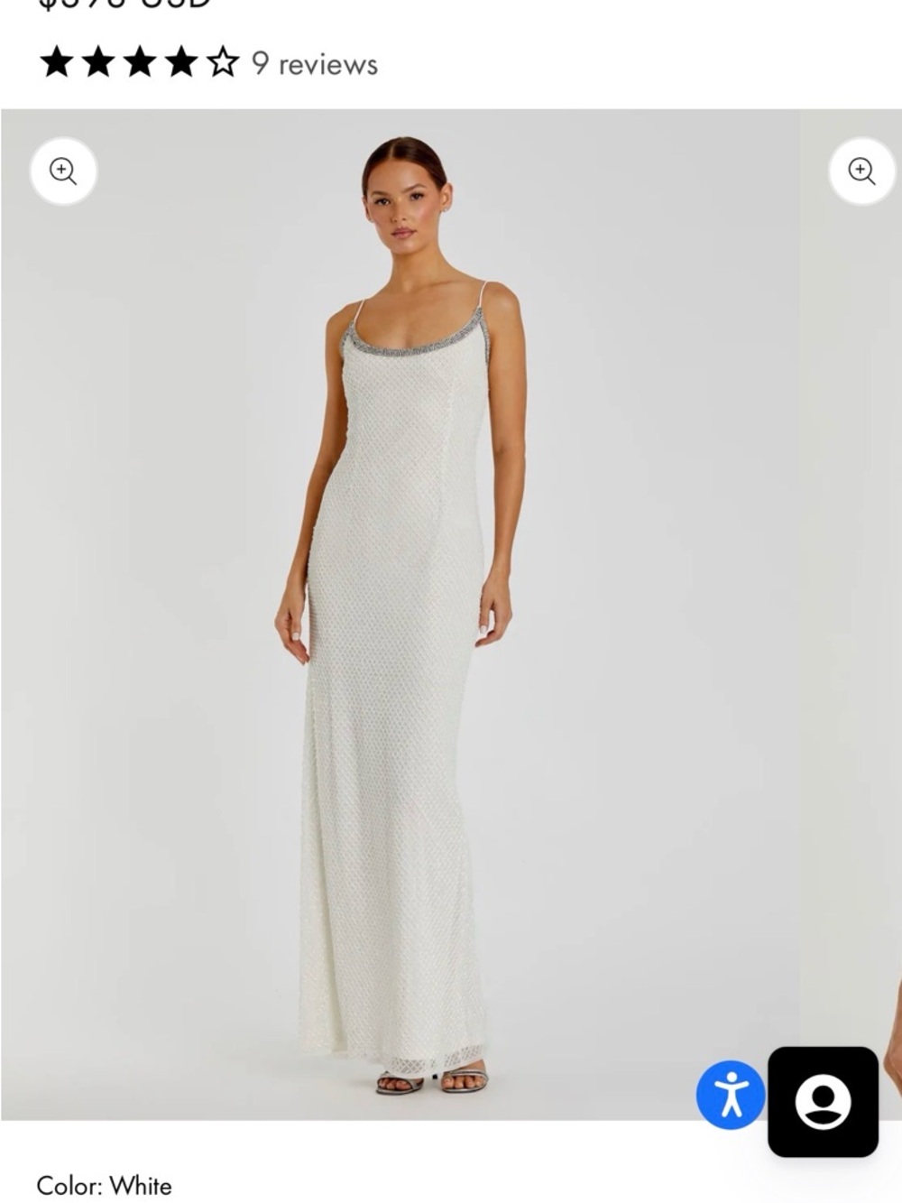 Mac Duggal White Beaded column gown